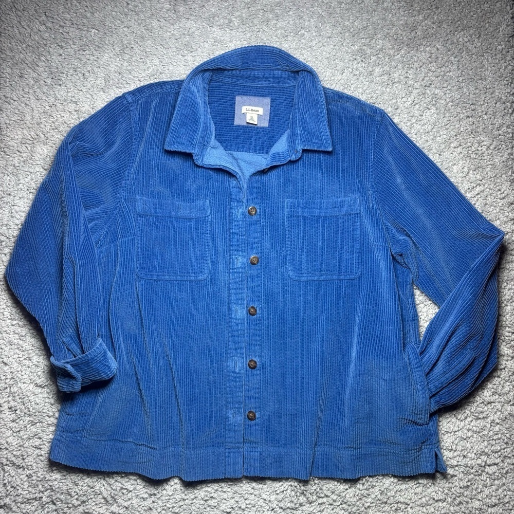 LL Bean Jacket Womens Extra Large Corduroy Button Up Shacket Soft Cozy Outdoors - Picture 7 of 7